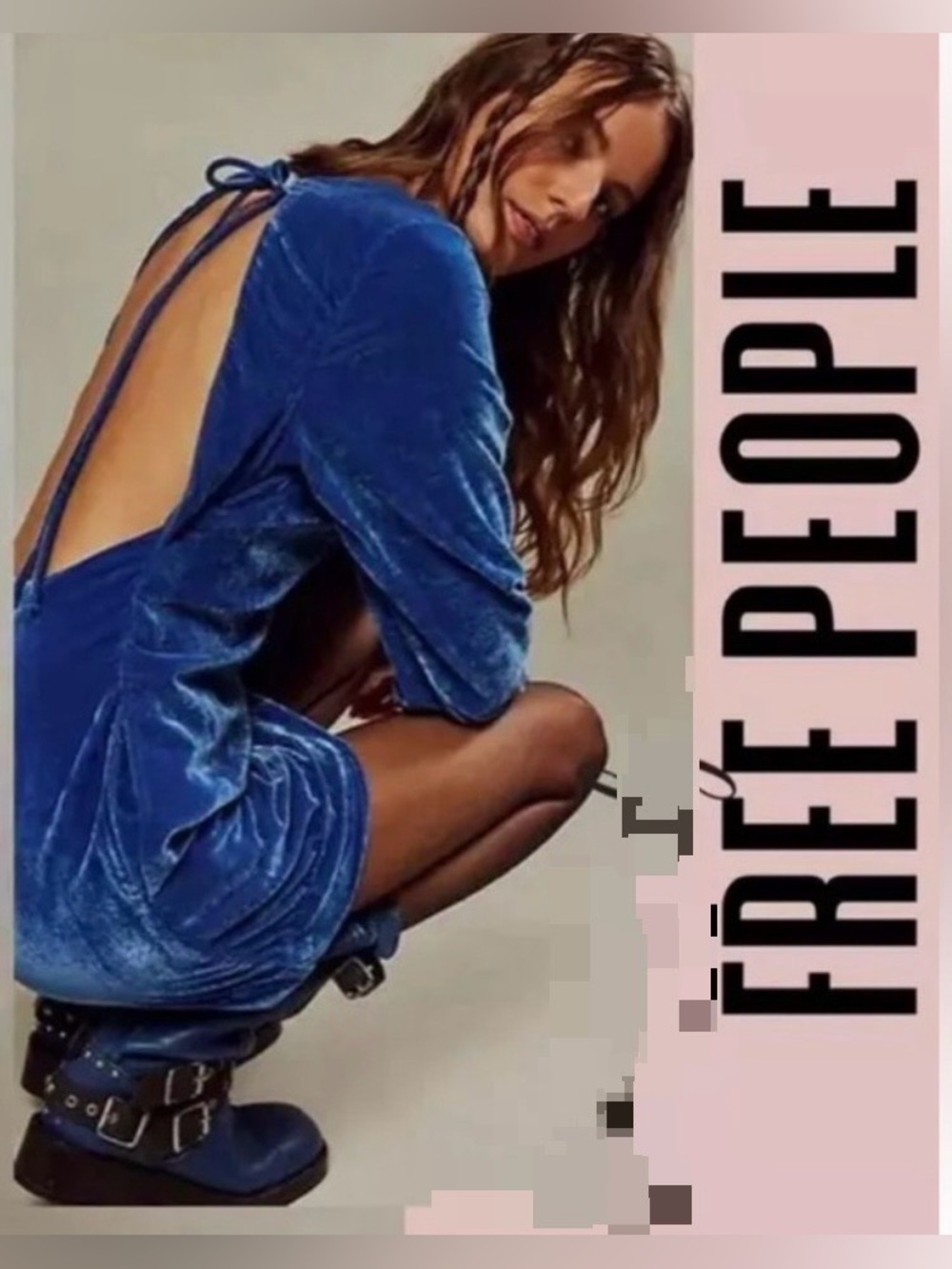 NWOT Free People Chelsey Velvet Mini Dress. XS